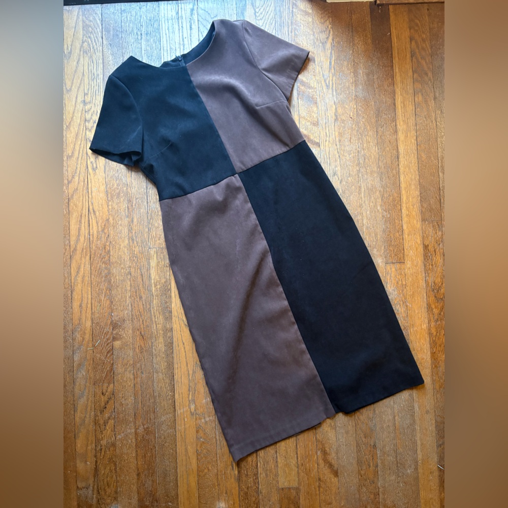 Vintage 90s Y2K Black and Brown Colorblock Dress size 10
